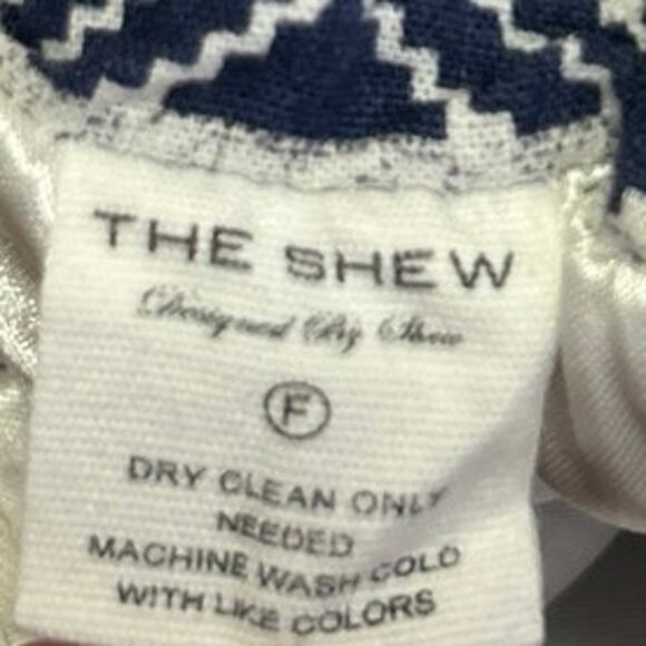 The Shew Women's Navy White Geometric Print Zipper Mini A-line Skirt Size S - Picture 4 of 4